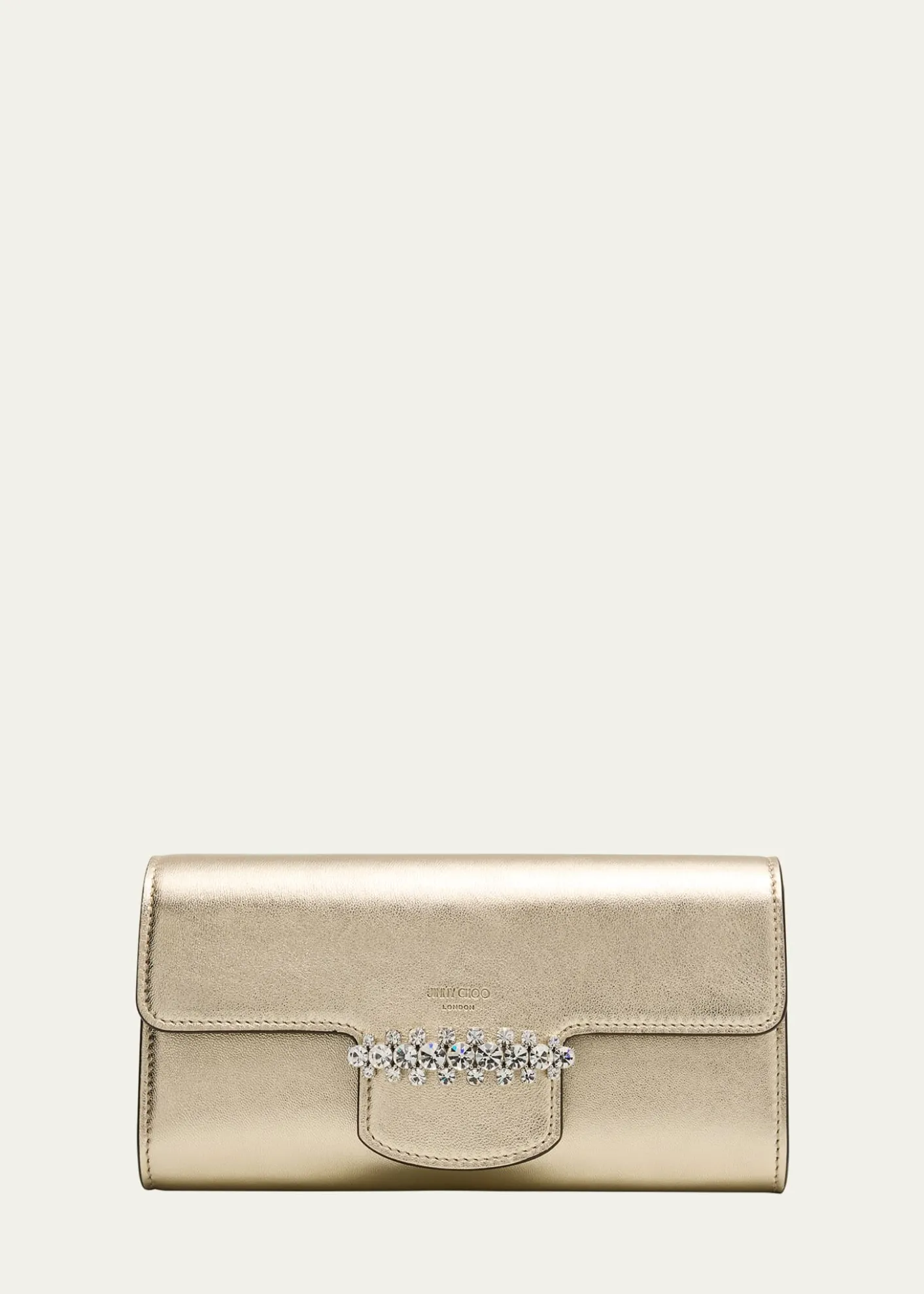 Jimmy ChooBing Crystal Metallic Leather Wallet