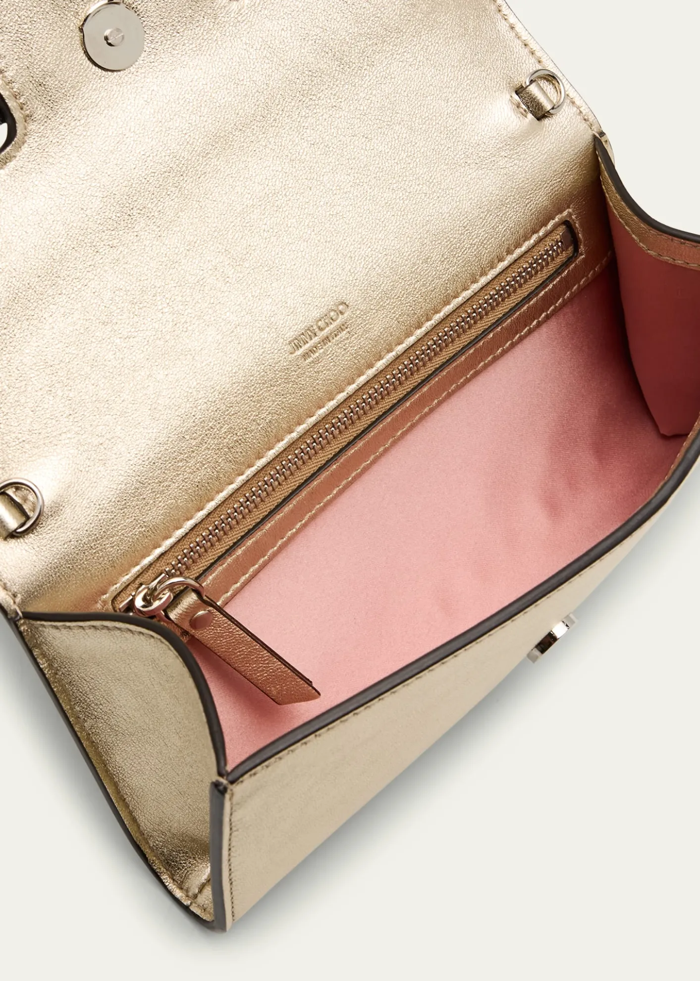Jimmy ChooBing Crystal Metallic Leather Wallet