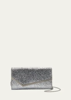 Jimmy ChooEmmie Glittered Leather Clutch Bag