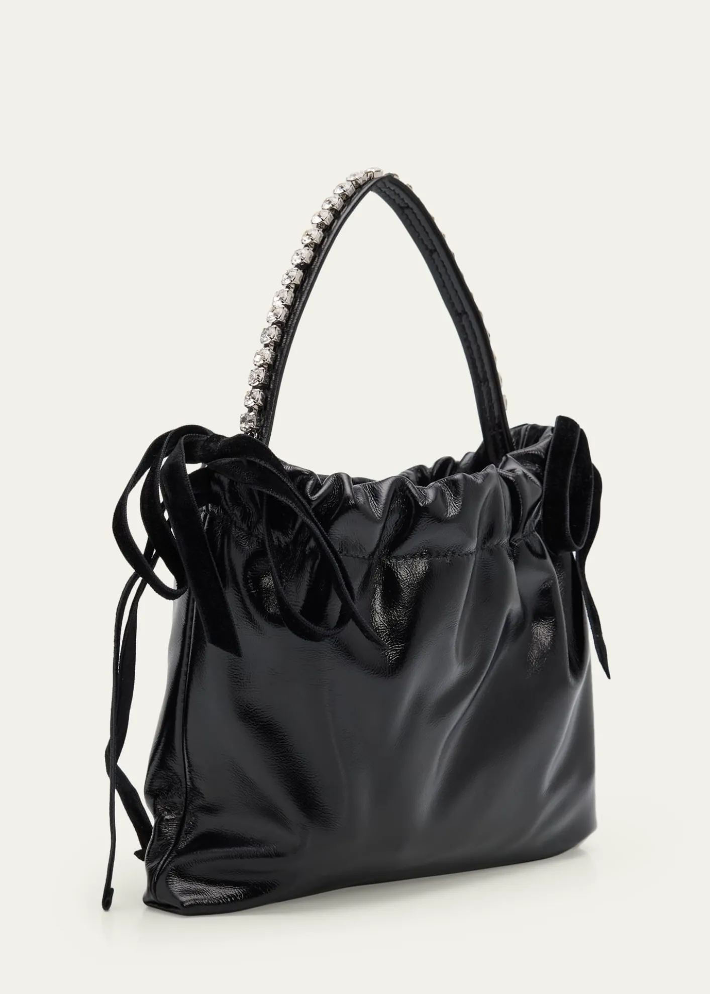 Jimmy ChooLeather Drawstring Mini Top-Handle Bag with Crystal-Embellished Handle