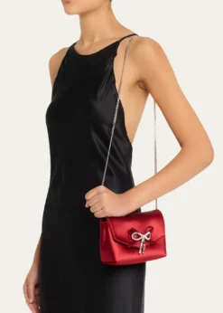 Jimmy ChooMini Crystal Bow-Embellished Satin Crossbody Bag