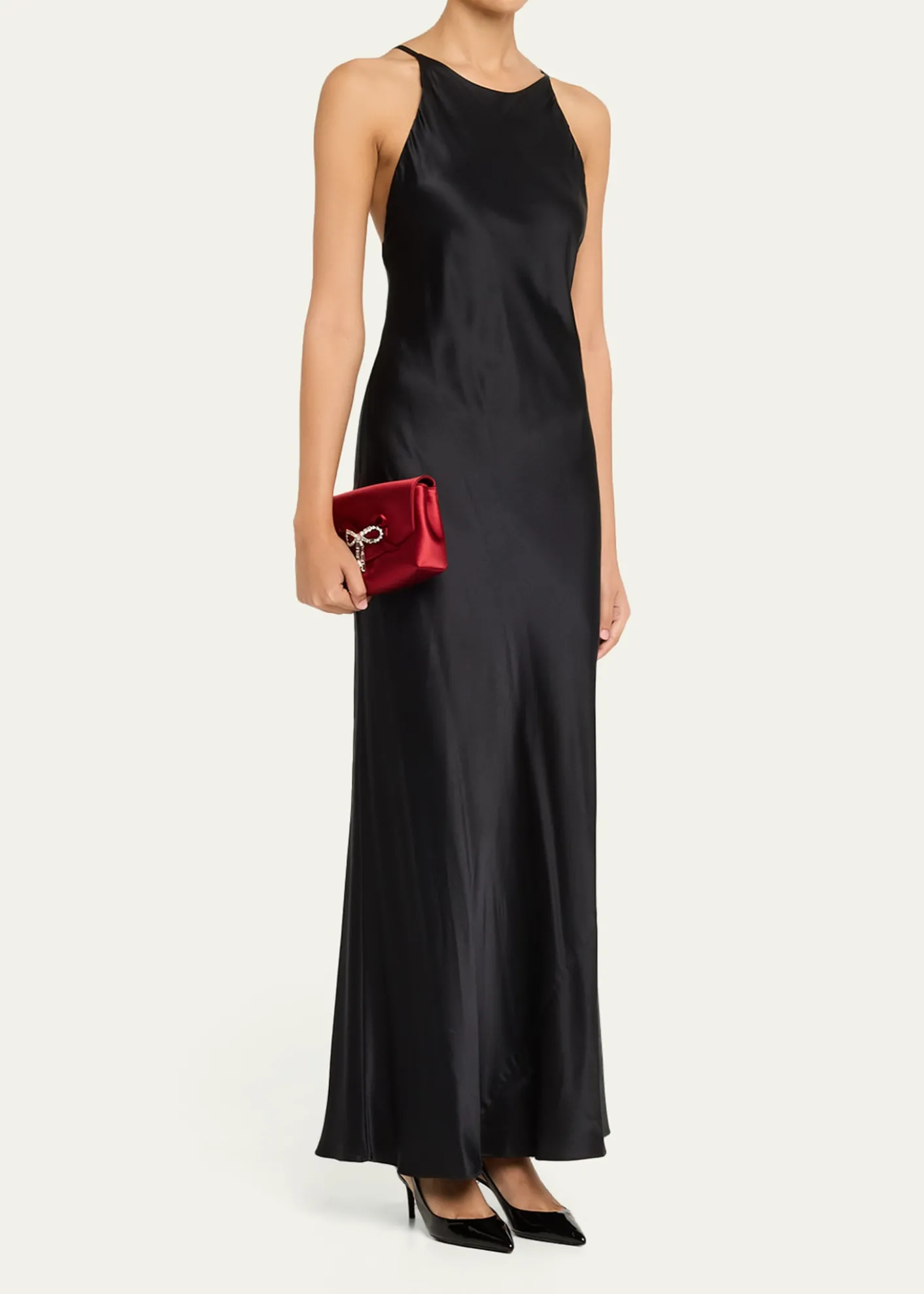 Jimmy ChooMini Crystal Bow-Embellished Satin Crossbody Bag