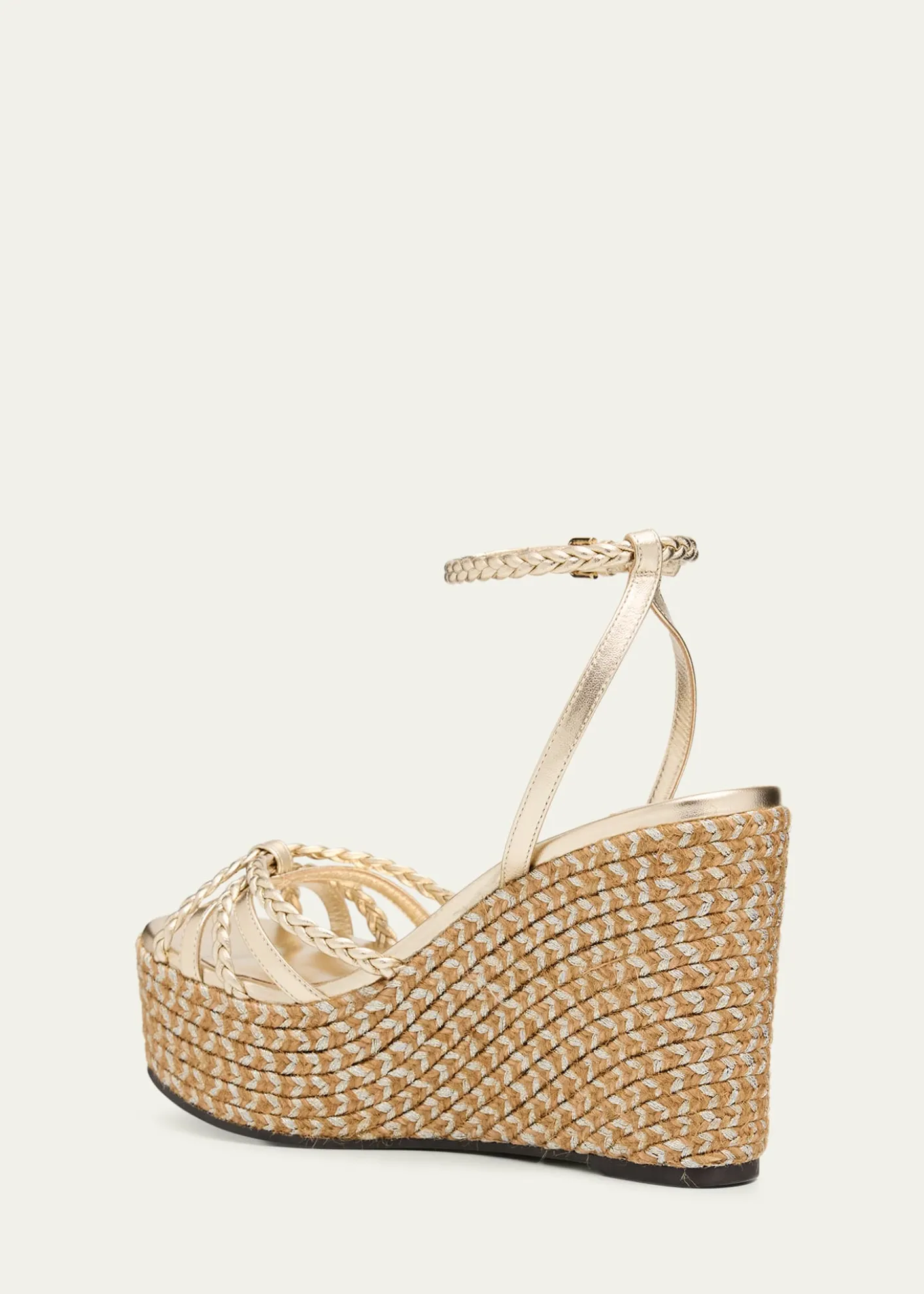 Jimmy Choo100mm Dree Metallic Leather Espadrille Wedge Sandals