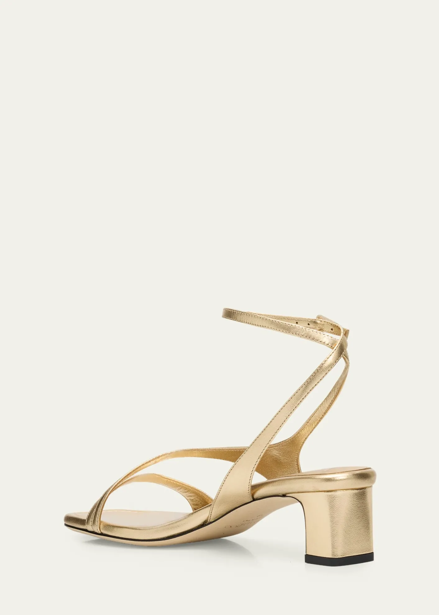 Jimmy Choo45mm Faye Metallic Leather Asymmetric Ankle-Strap Sandals