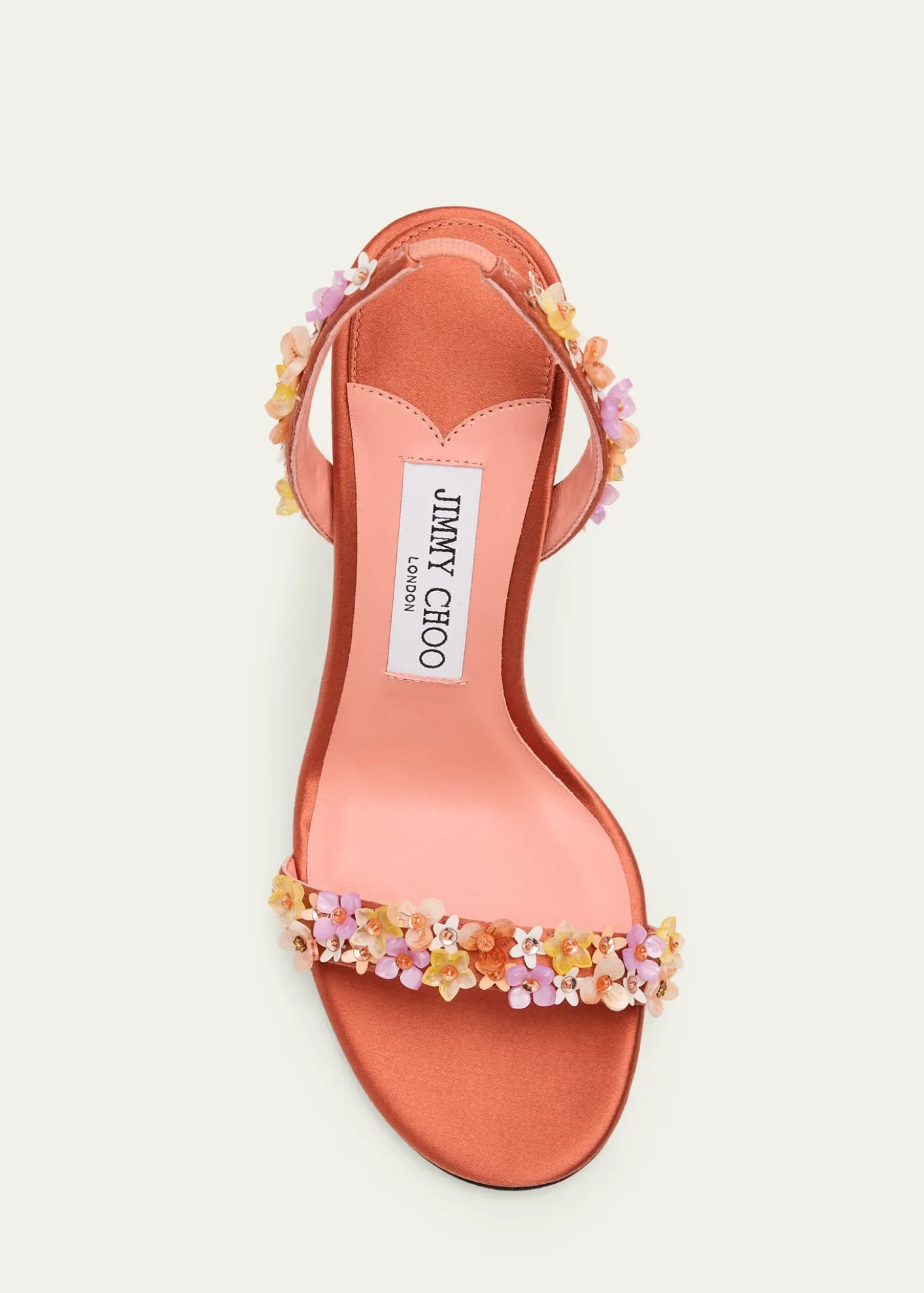 Jimmy Choo100mm Jenn Flower-Embellished Satin Sandals
