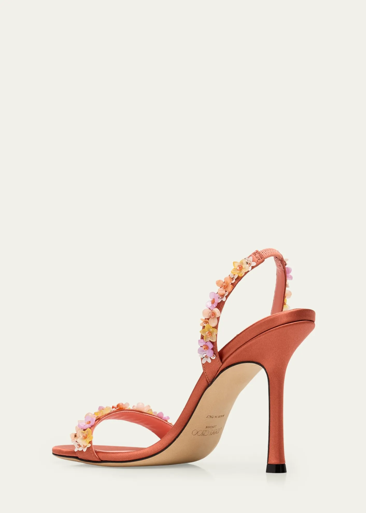 Jimmy Choo100mm Jenn Flower-Embellished Satin Sandals