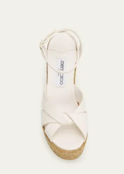 Jimmy Choo100mm Korra Leather Espadrille Platform Sandals