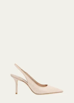 Jimmy Choo85mm Love Glittered Leather Slingback Pumps