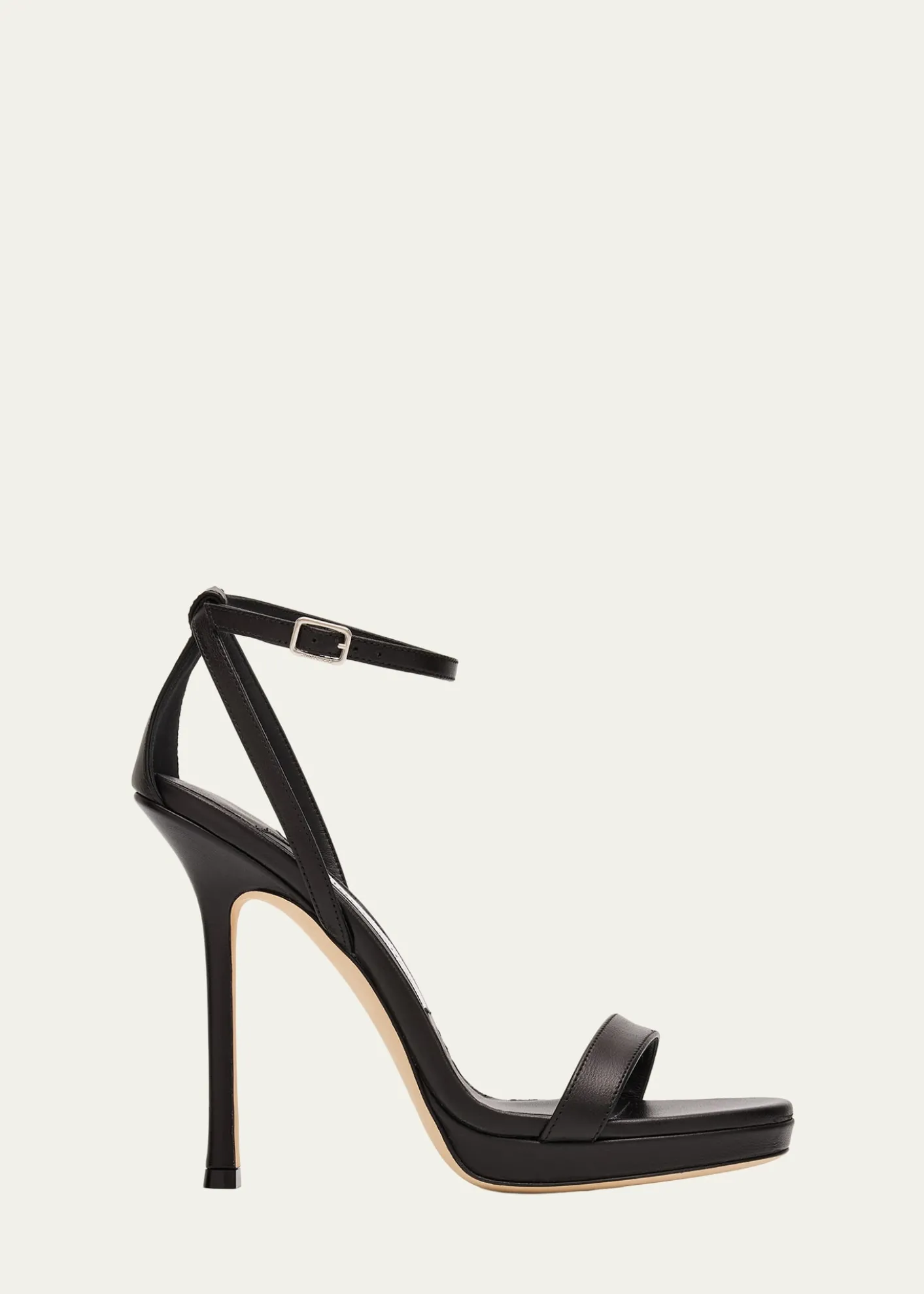 Jimmy Choo120mm Moza Leather Platform Ankle-Strap Sandals