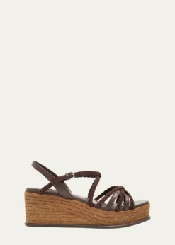 Jimmy Choo60mm Nyra Leather Espadrille Wedge Sandals