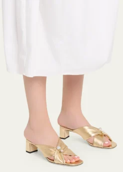 Jimmy Choo45mm Rafi Metallic Leather Mules