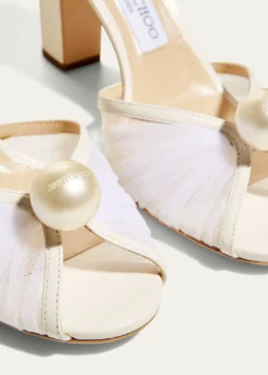 Jimmy ChooSacaria Tulle Pearly Ankle-Strap Sandals