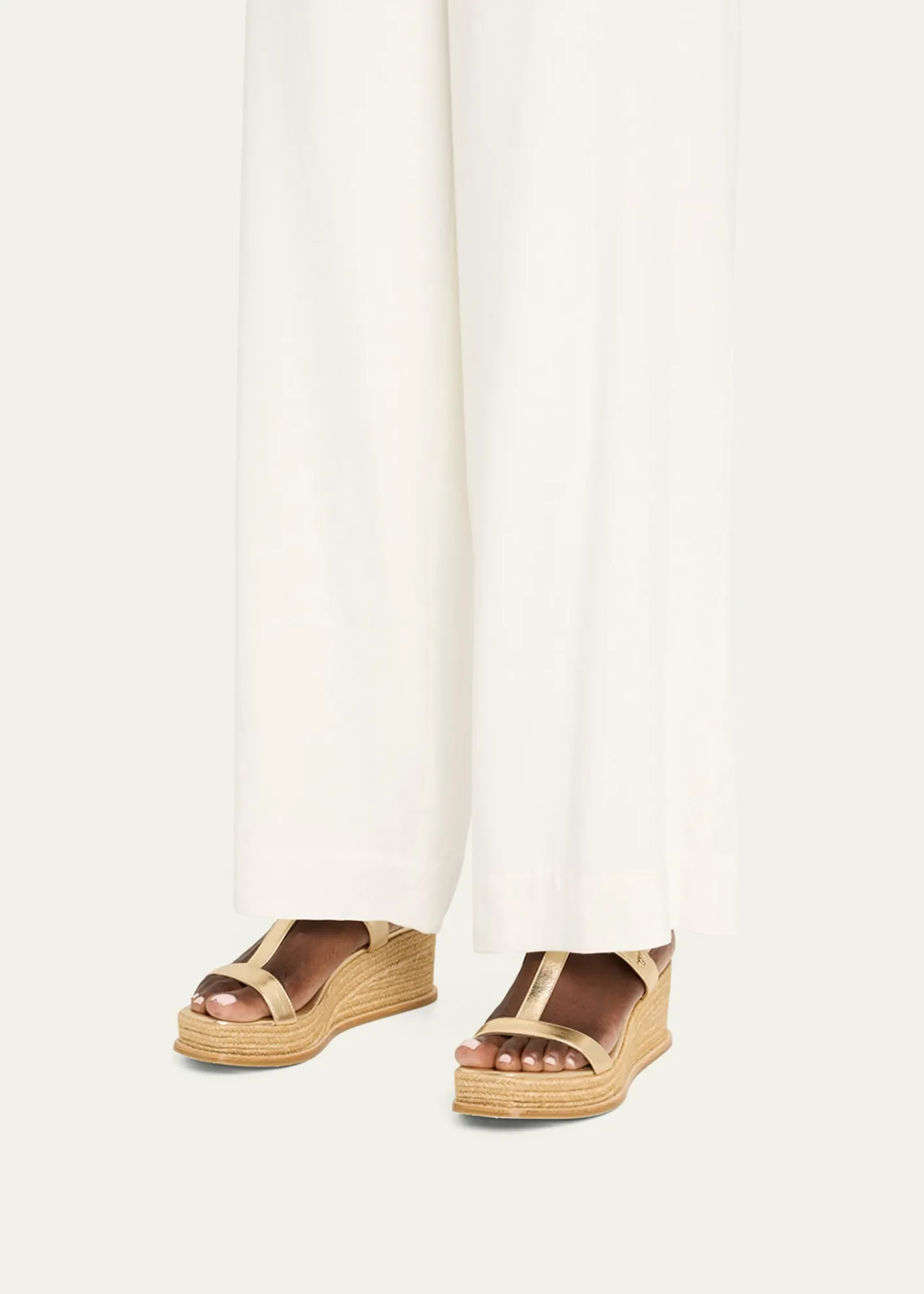 Jimmy ChooTheia 60 Metallic Leather Wedge Sandals