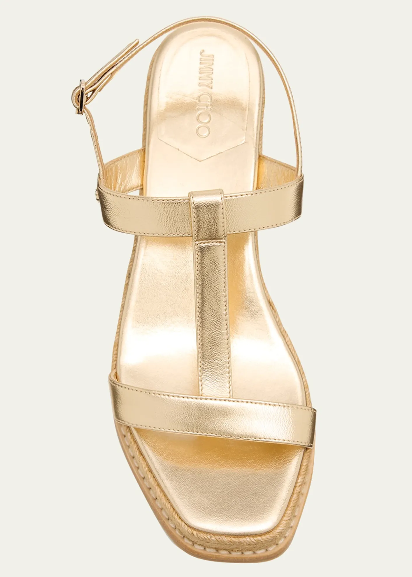 Jimmy ChooTheia 60 Metallic Leather Wedge Sandals