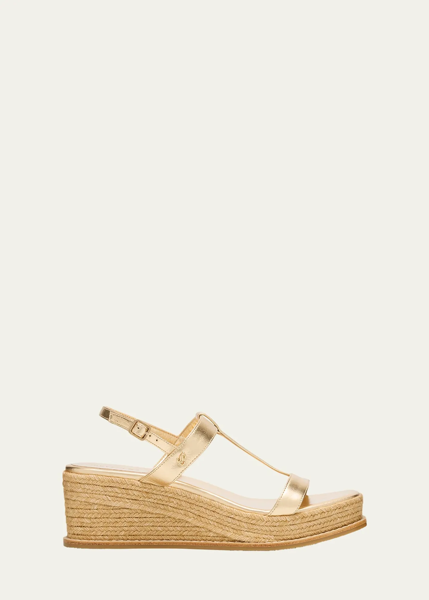 Jimmy ChooTheia 60 Metallic Leather Wedge Sandals