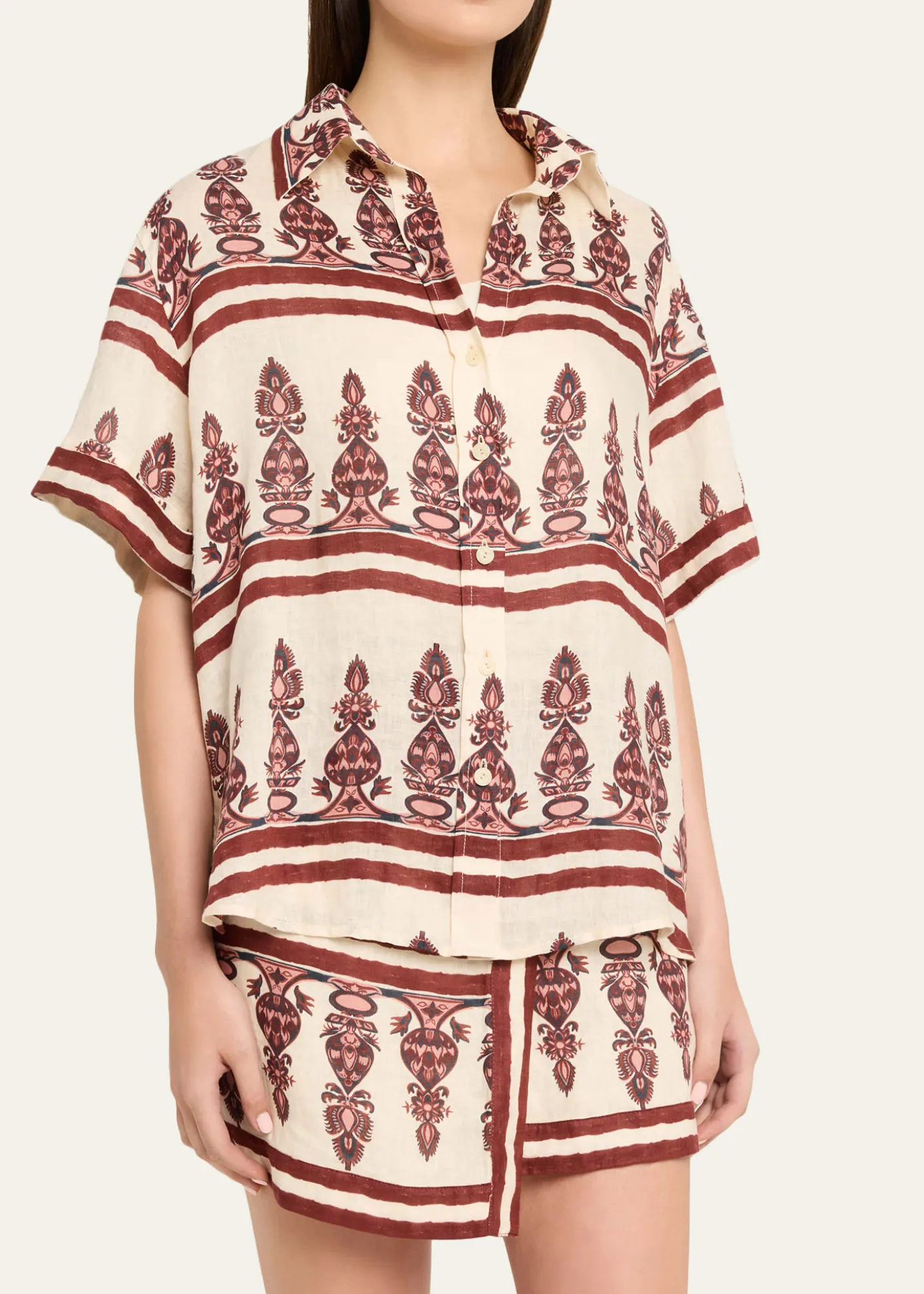 Johanna OrtizLa Creciente Printed Linen Button-Down Shirt
