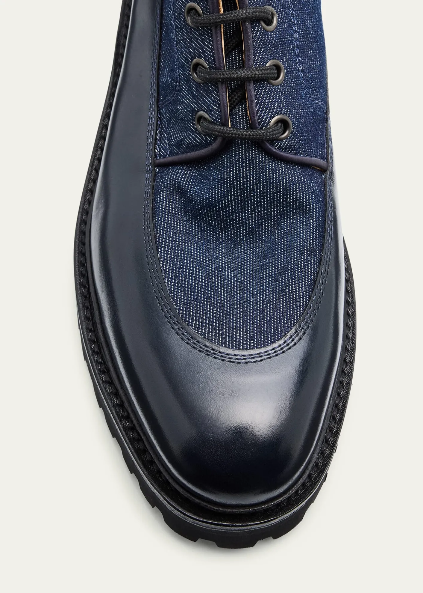 John LobbMen's Peak Denim and Leather Lace-Up Boots