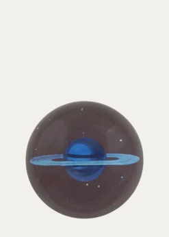 John DerianBlue Saturn Dome Decoupage Paperweight