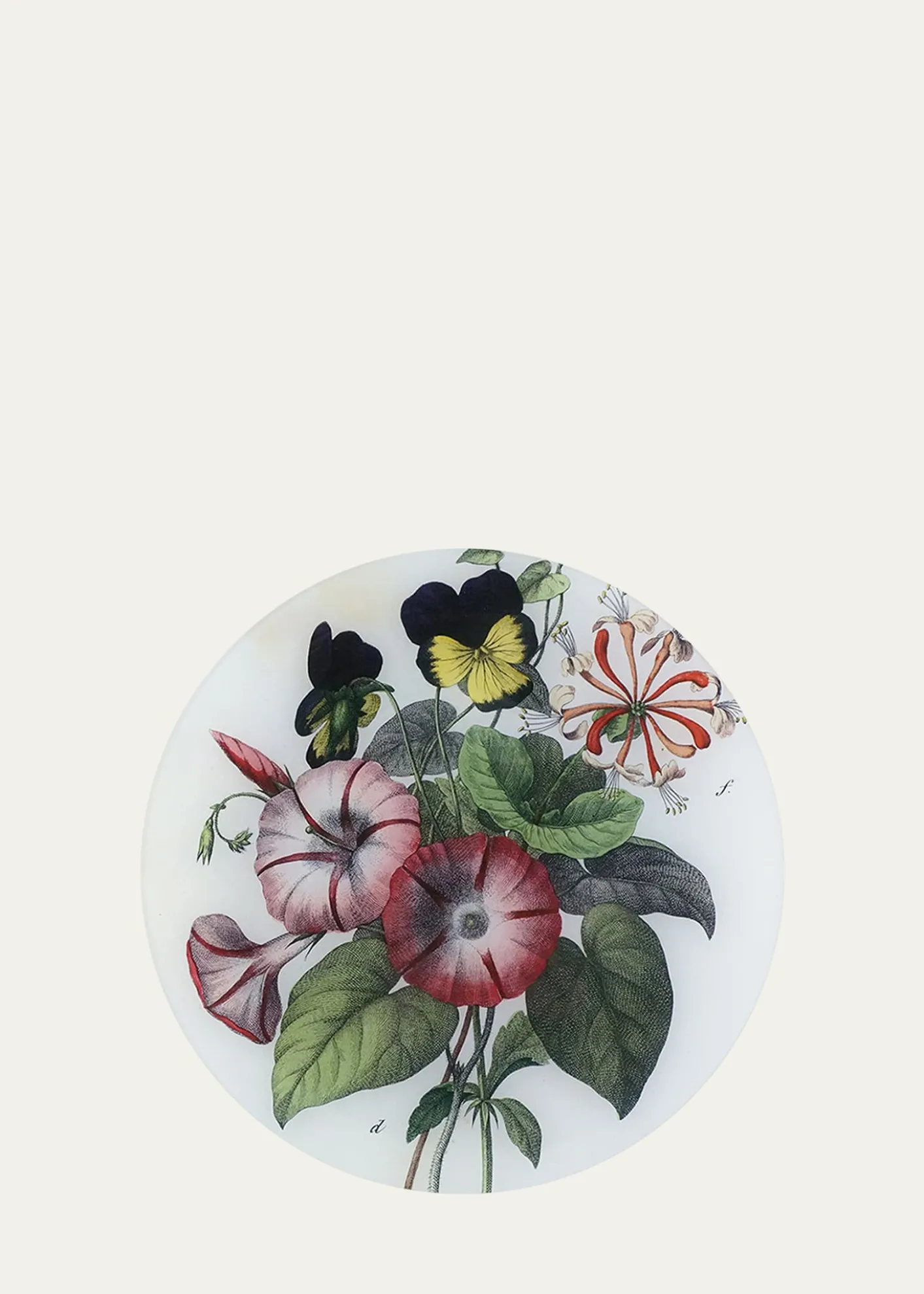 John DerianPansy Honeysuckle & Morning Glory Decoupage Plate