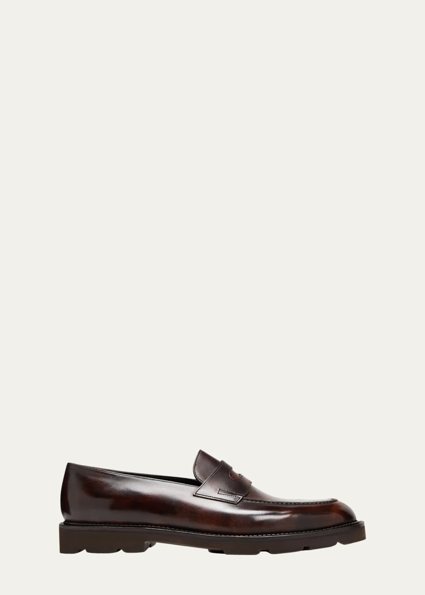 John LobbMen's Lopez Apron-Toe Leather Penny Loafers