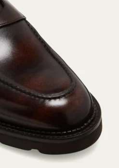 John LobbMen's Lopez Apron-Toe Leather Penny Loafers