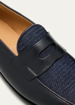 John LobbMen's Lopez Denim and Leather Penny Loafers