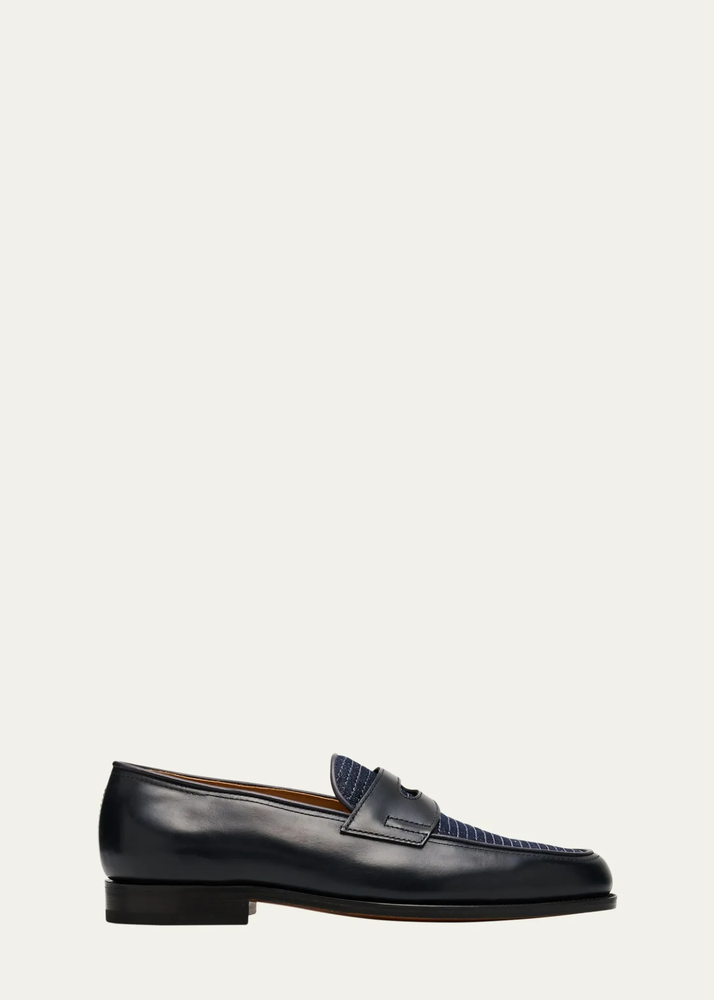 John LobbMen's Lopez Denim and Leather Penny Loafers
