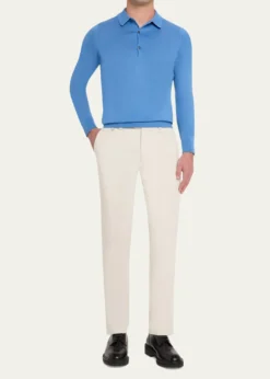 John SmedleyMen's Solid Long-Sleeve Polo Shirt