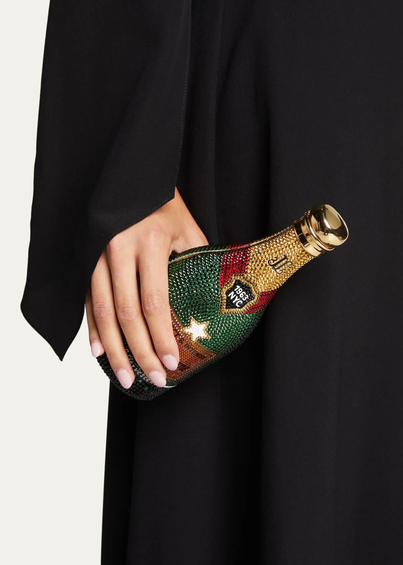 Judith Leiber CoutureCheers Champagne Bottle Crystal Clutch Bag