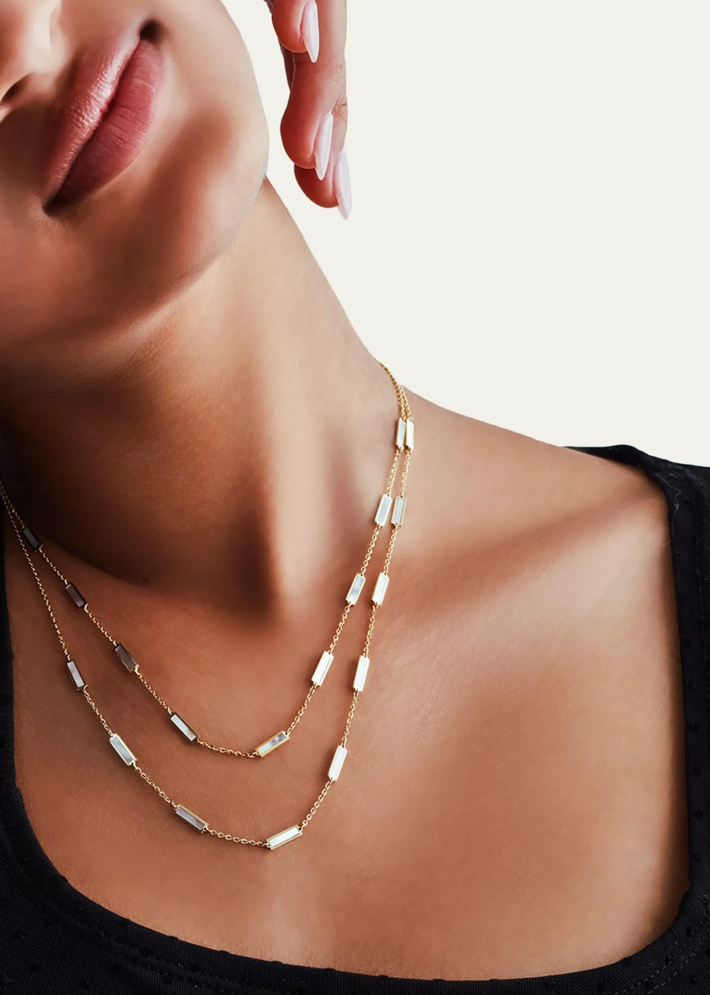 KAMALBar Chain Necklace with Gemstones