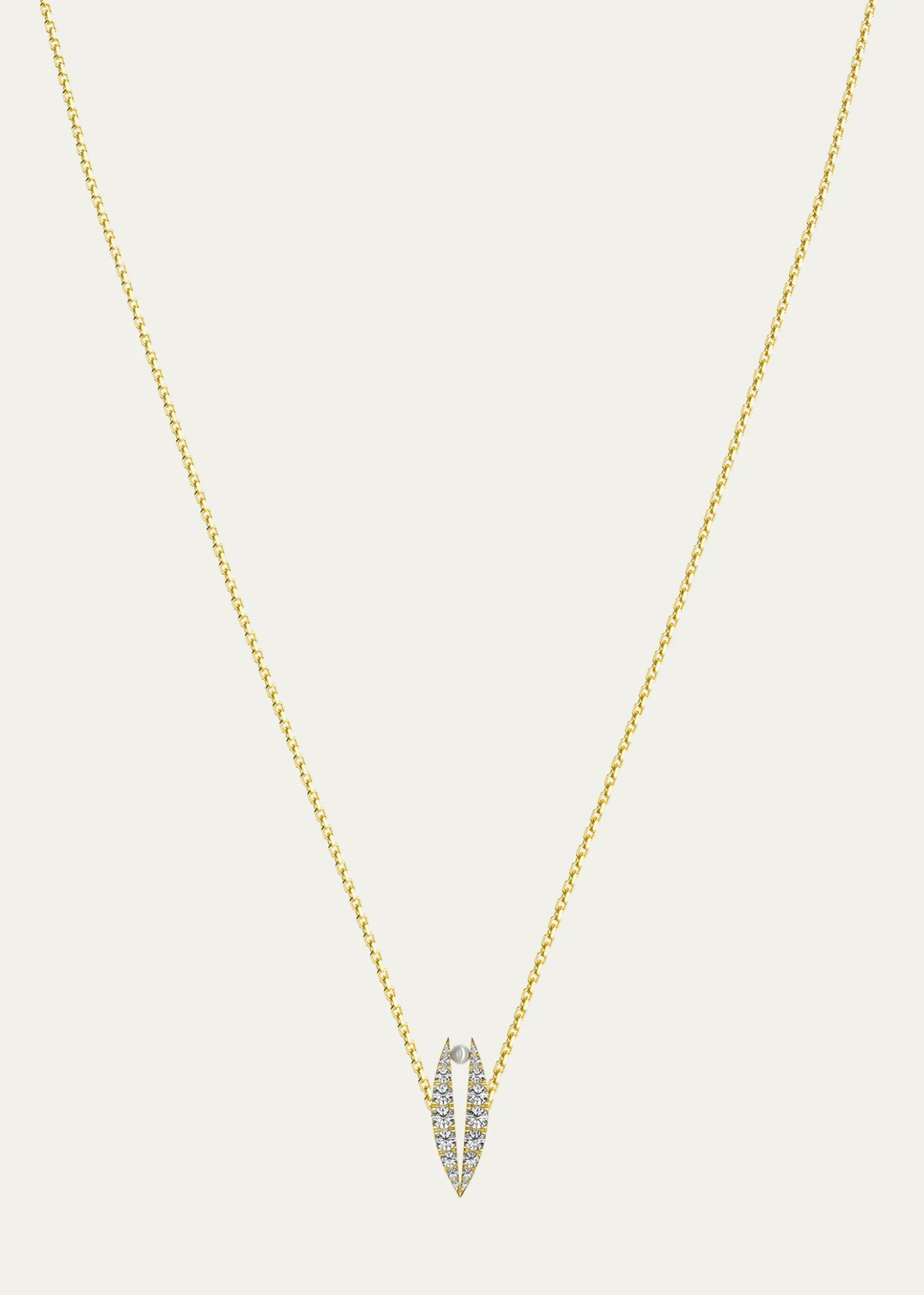 KAMALDiamond Pave Lotus Pearl Pendant Necklace