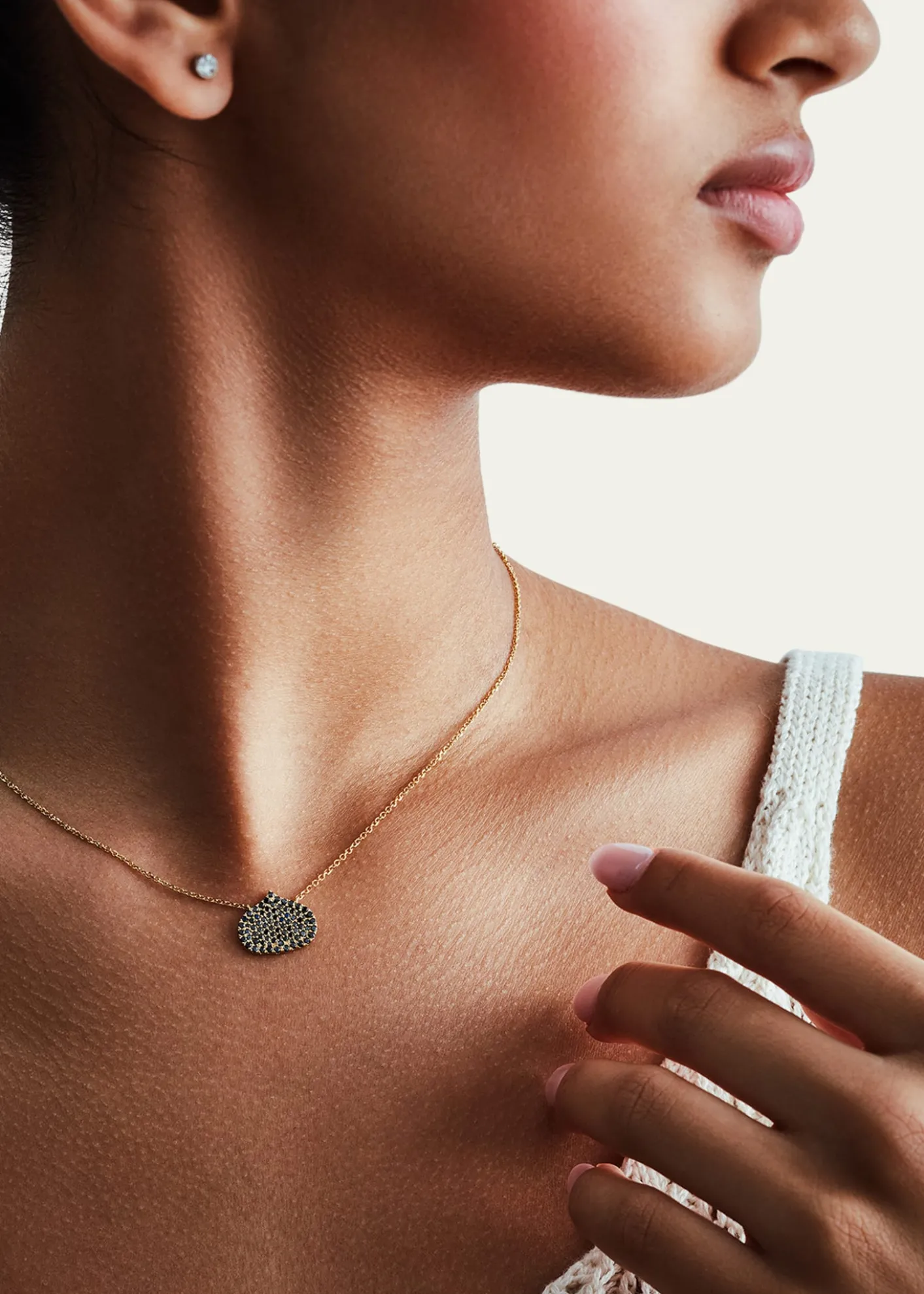 KAMALEye Adore Black Diamond Pave Pendant Necklace, 15mm