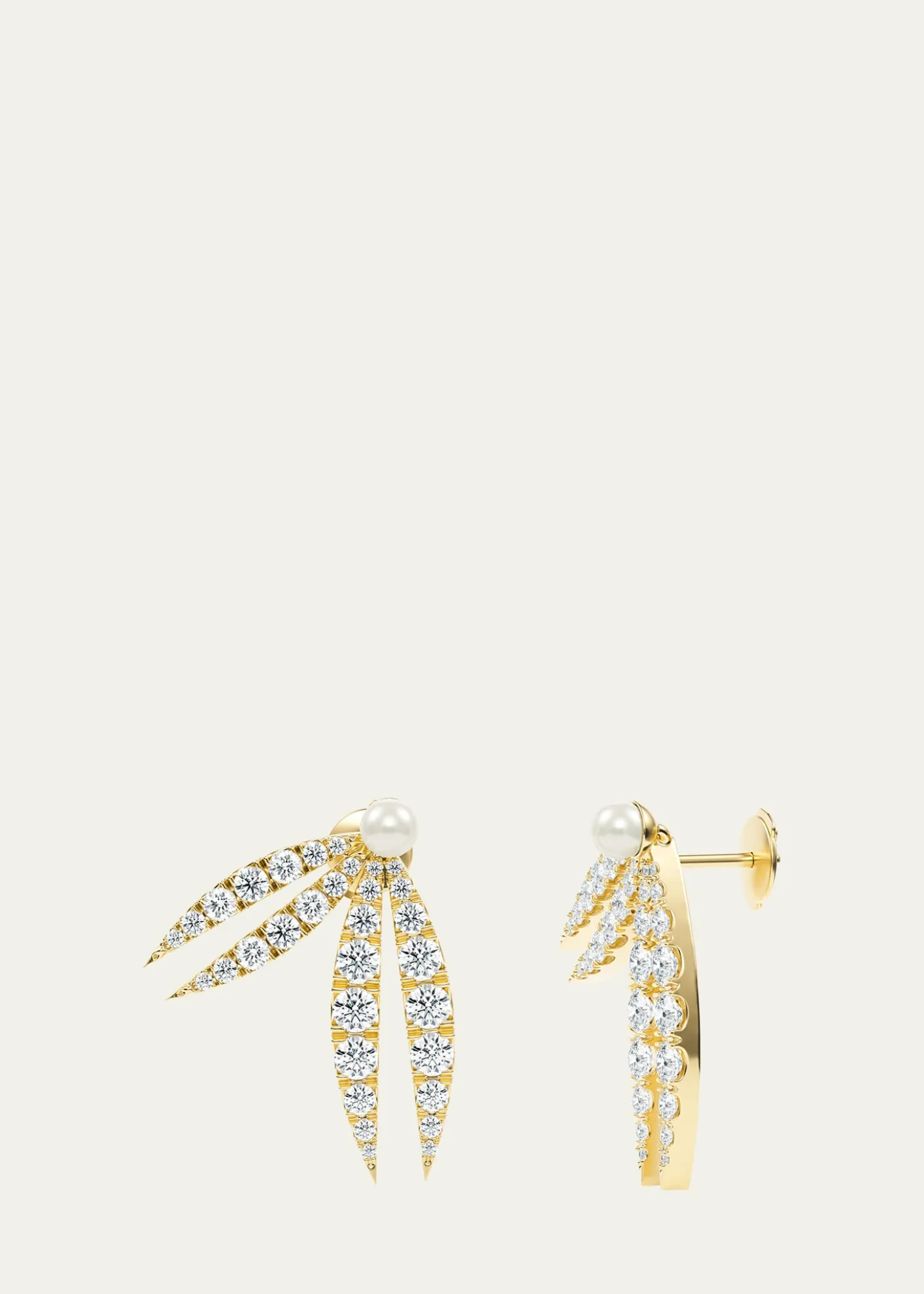 KAMALLotus Diamond and Pearl Flourish Earrings