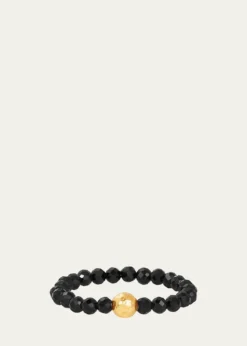 KAREN LAZAR3mm Micro Faceted Black Spinel Stone and 14K Gold-Filled Textured Bead Rings