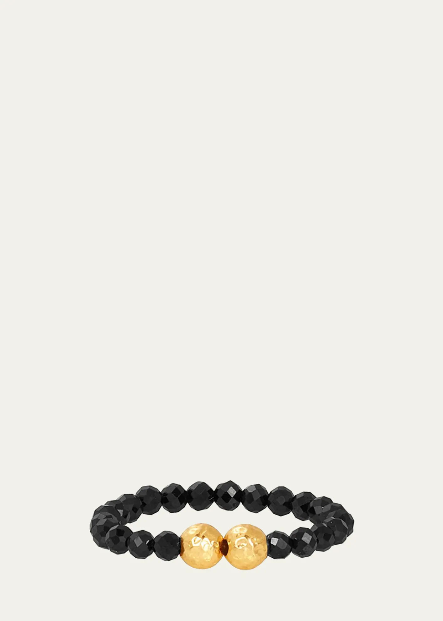 KAREN LAZAR3mm Micro Faceted Black Spinel Stone and 14K Gold-Filled Textured Bead Rings