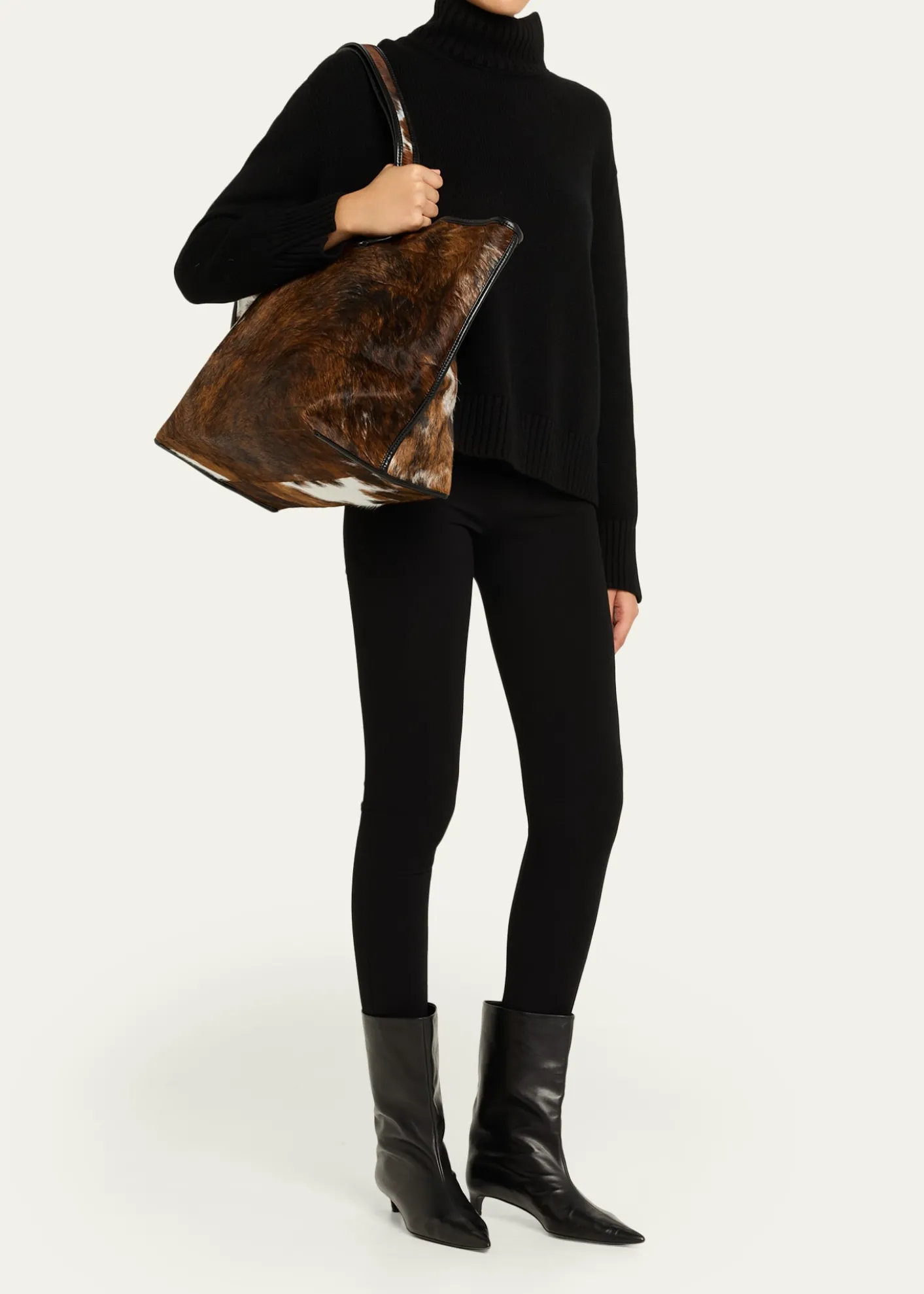 KasslCow-Print Calf Hair Tote Bag