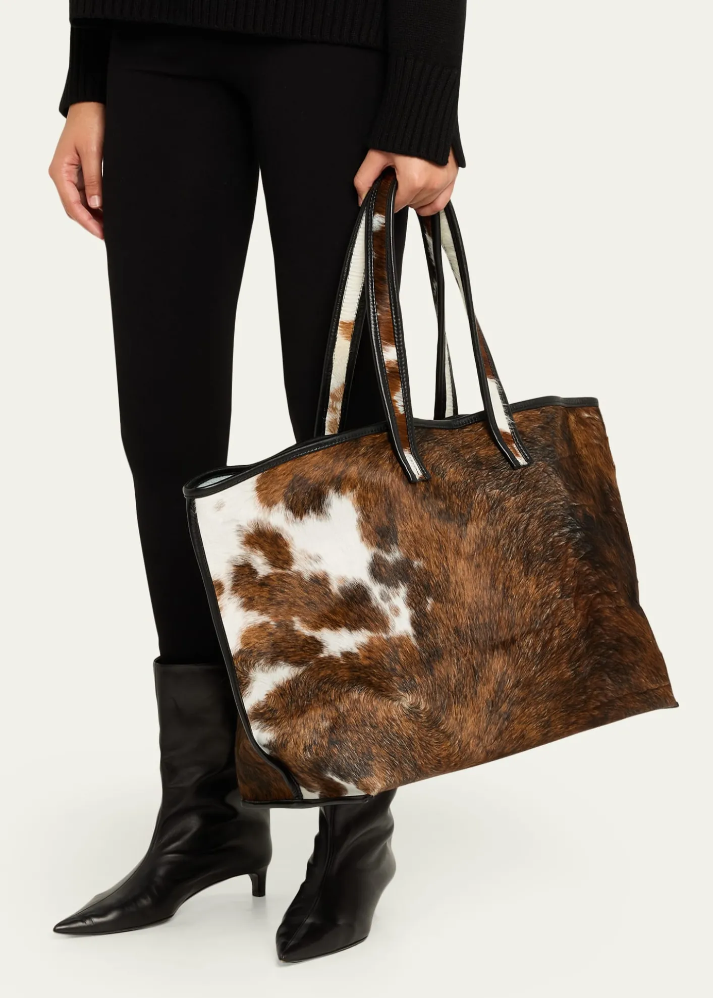 KasslCow-Print Calf Hair Tote Bag
