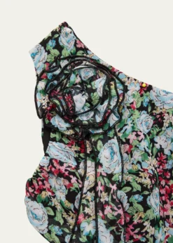 KatieJ NYCGirl's Tween Floral-Print One Shoulder Rossette Top, Size S-XL