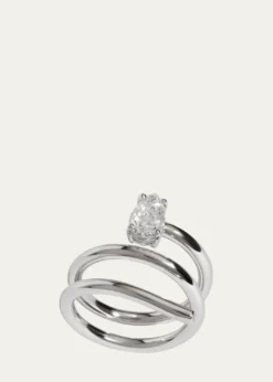 Kendall Row14K White Gold Pear Lab Grown Diamond Double Wrap Solitaire Ring, Size 6.5
