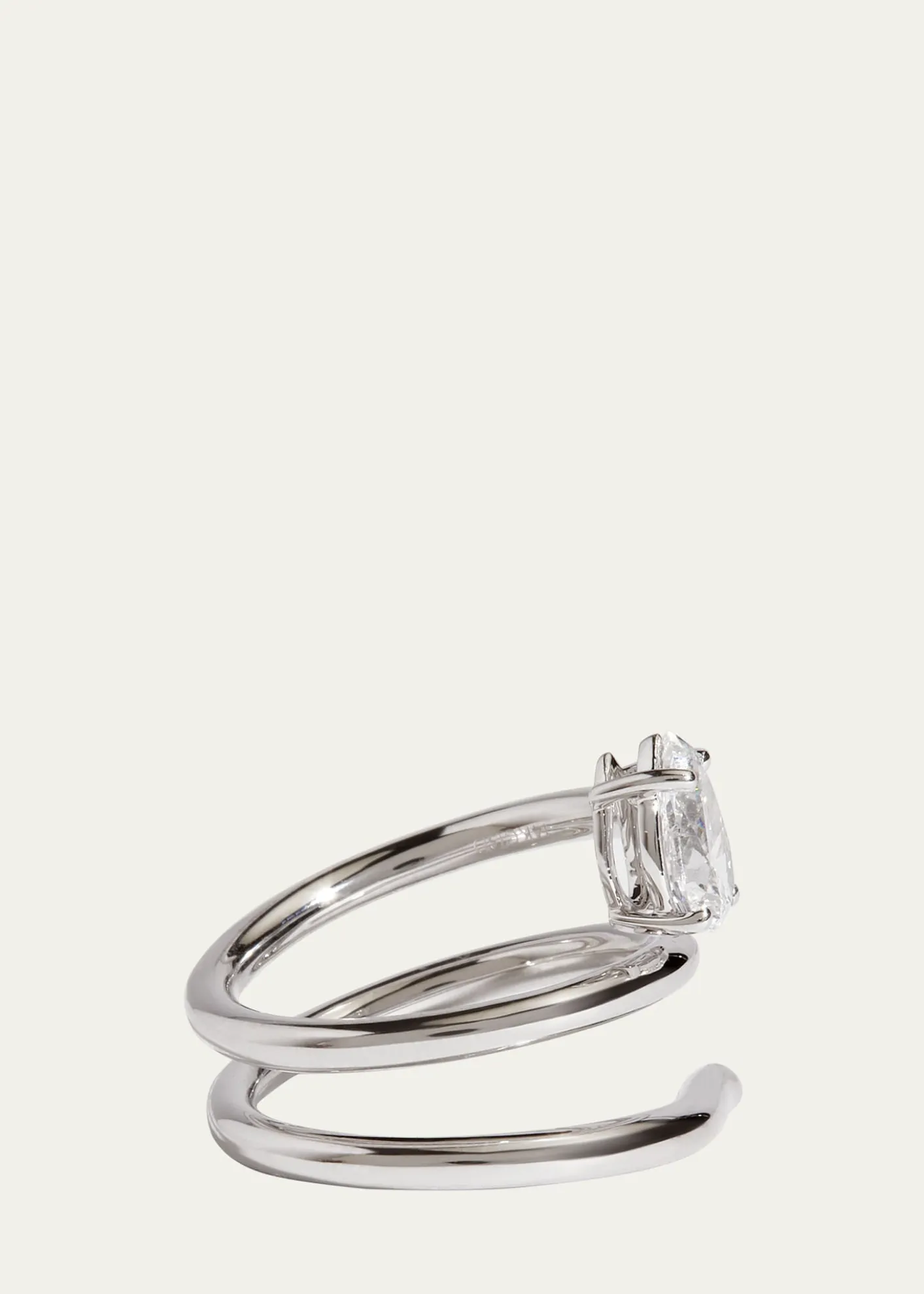 Kendall Row14K White Gold Pear Lab Grown Diamond Double Wrap Solitaire Ring, Size 6.5