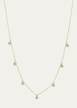 Kendall Row14K Yellow Gold Bezel Round Diamond Station Necklace, 16-18"L