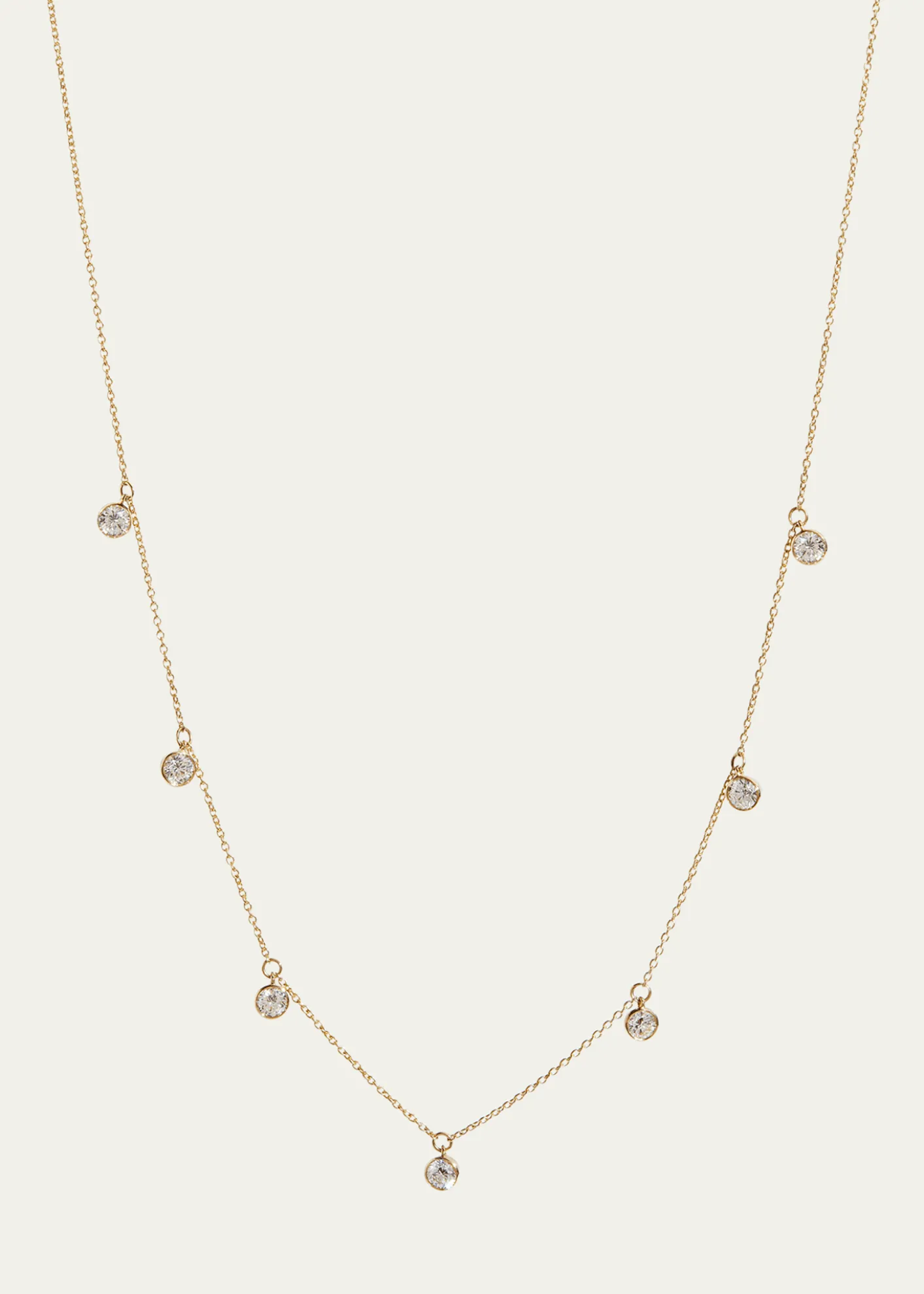 Kendall Row14K Yellow Gold Bezel Round Diamond Station Necklace, 16-18"L