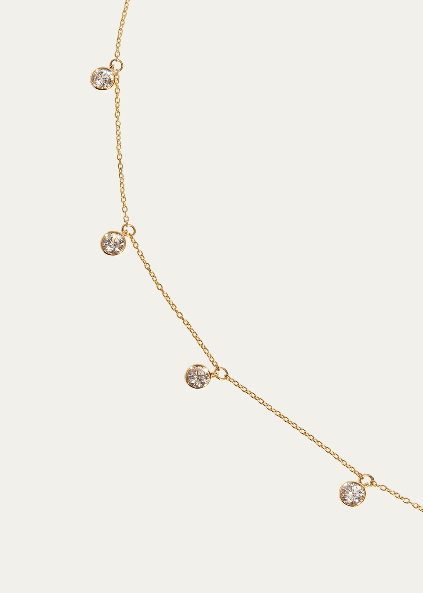 Kendall Row14K Yellow Gold Bezel Round Diamond Station Necklace, 16-18"L