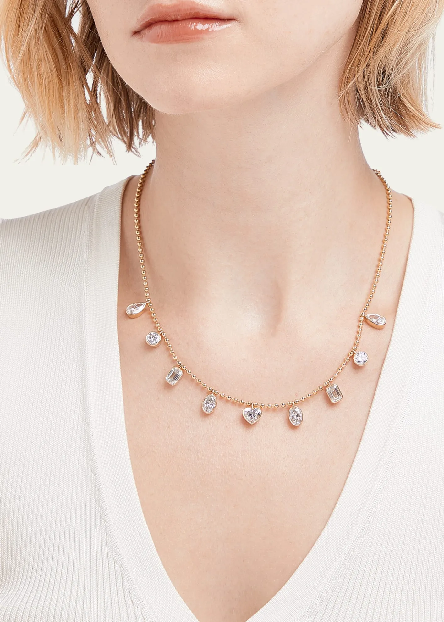 Kendall Row14K Yellow Gold Fancy Shape Diamond Station Necklace, 16-18"L
