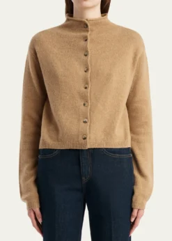KhaiteAnnora Funnel-Neck Wool-Cashmere Cardigan