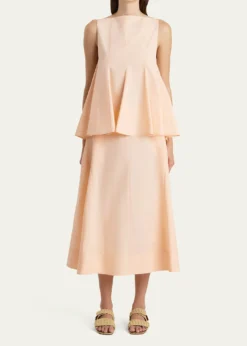 KhaiteArtin Paneled Cotton Midi Skirt