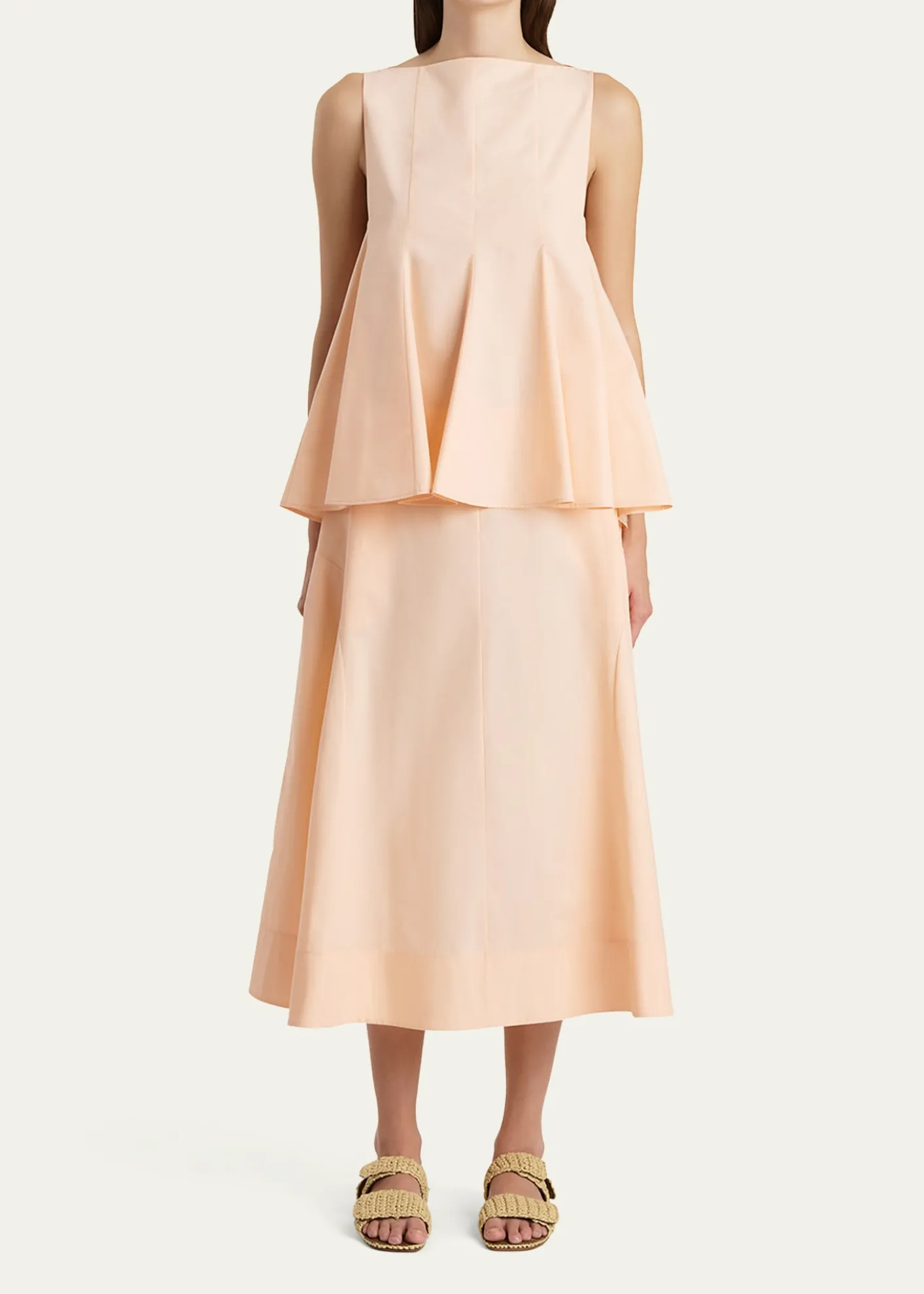 KhaiteArtin Paneled Cotton Midi Skirt