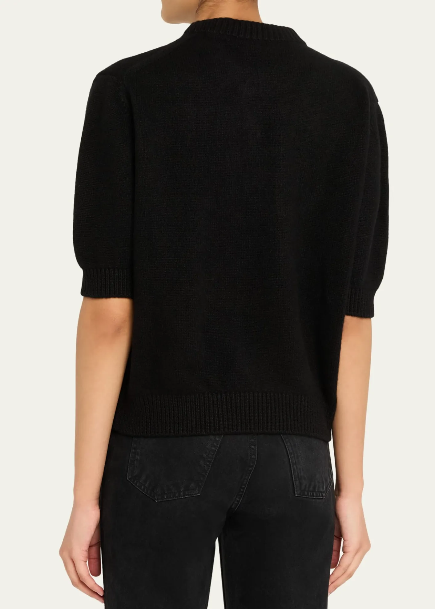 KhaiteDavin Short-Sleeve Cashmere Sweater