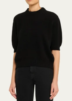 KhaiteDavin Short-Sleeve Cashmere Sweater