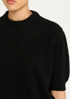 KhaiteDavin Short-Sleeve Cashmere Sweater
